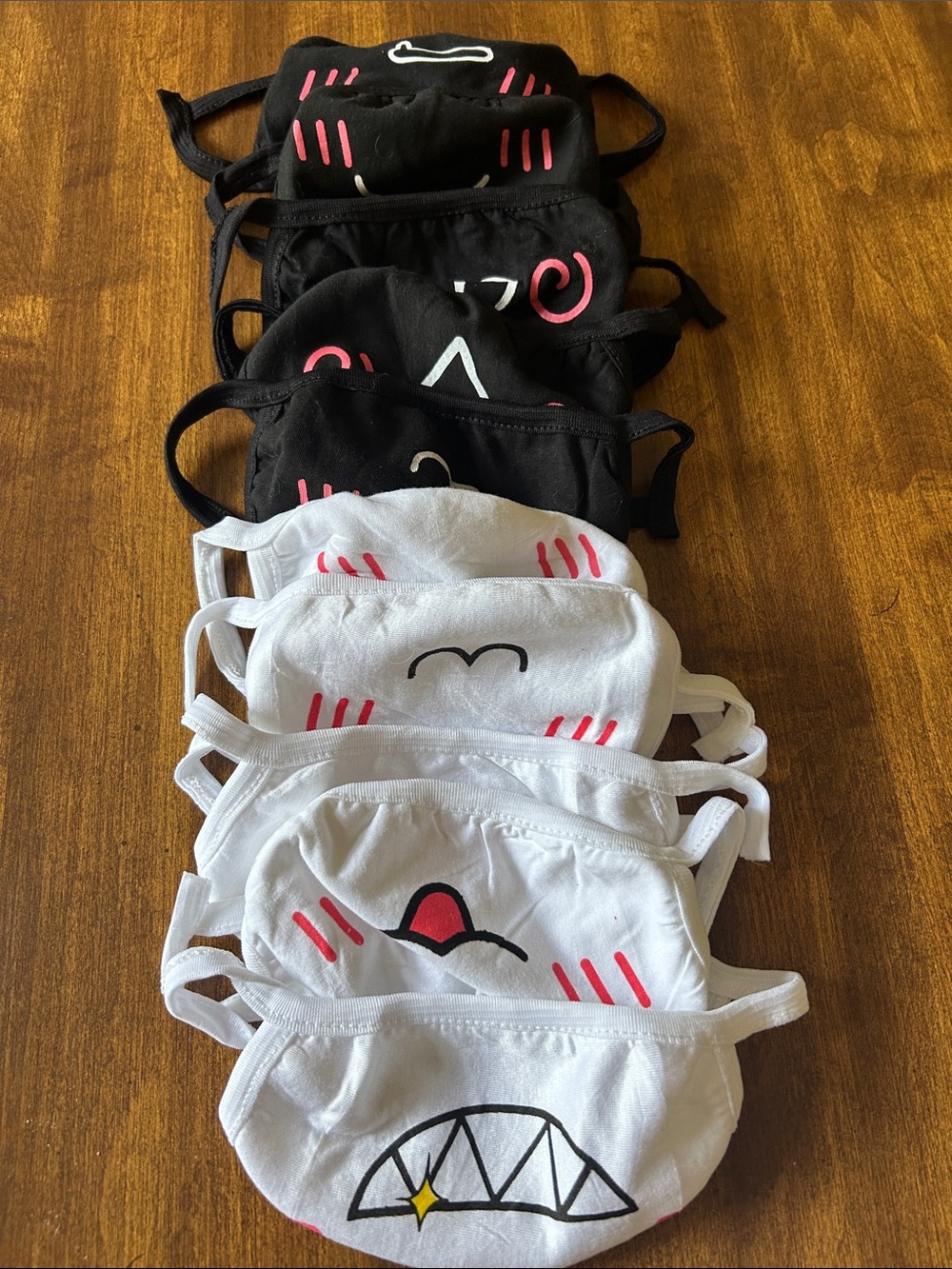 Kids Cute Character Cotton Face Masks - White and Black (Set) SKU0020